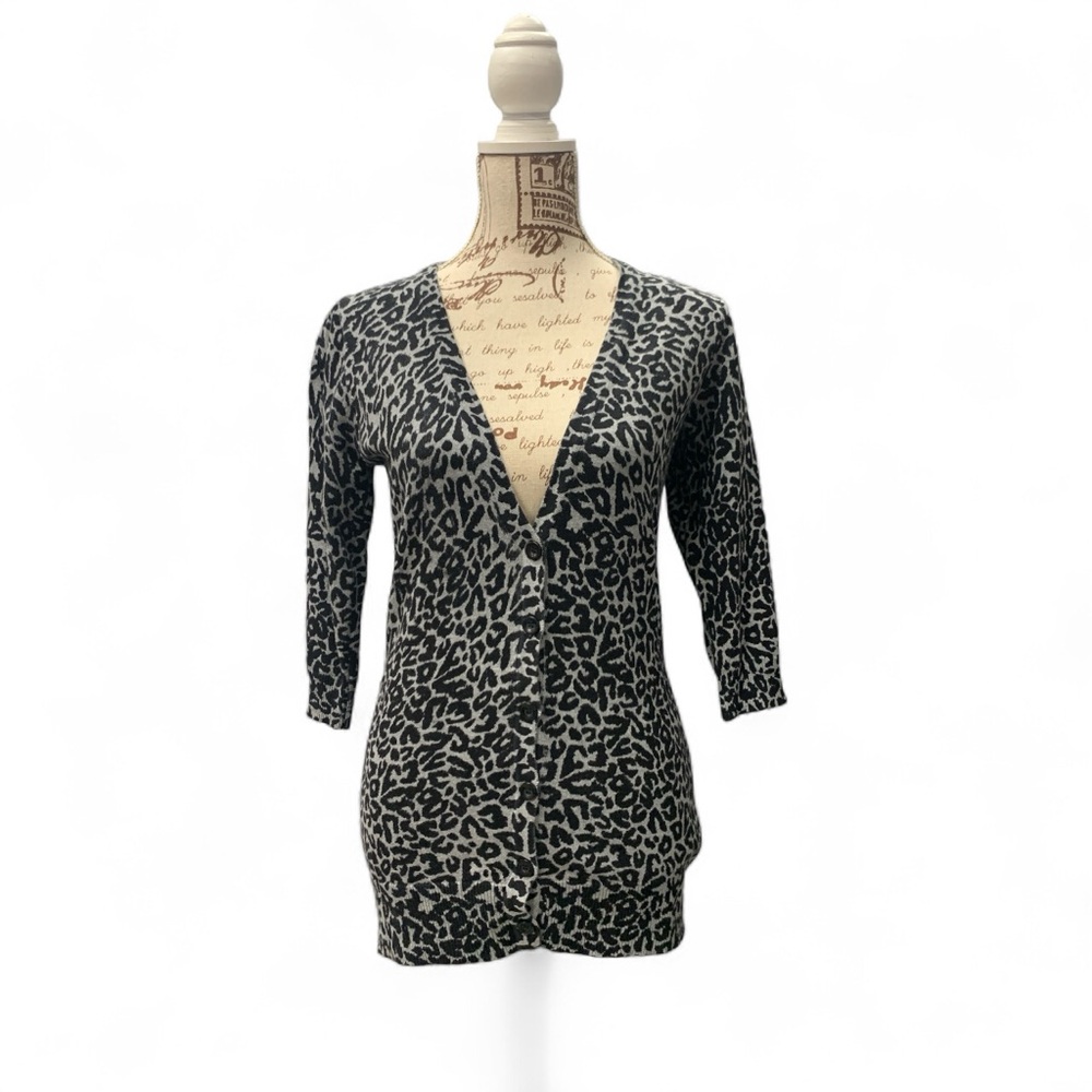 Kersh Black and White Animal Print Cardigan Size M